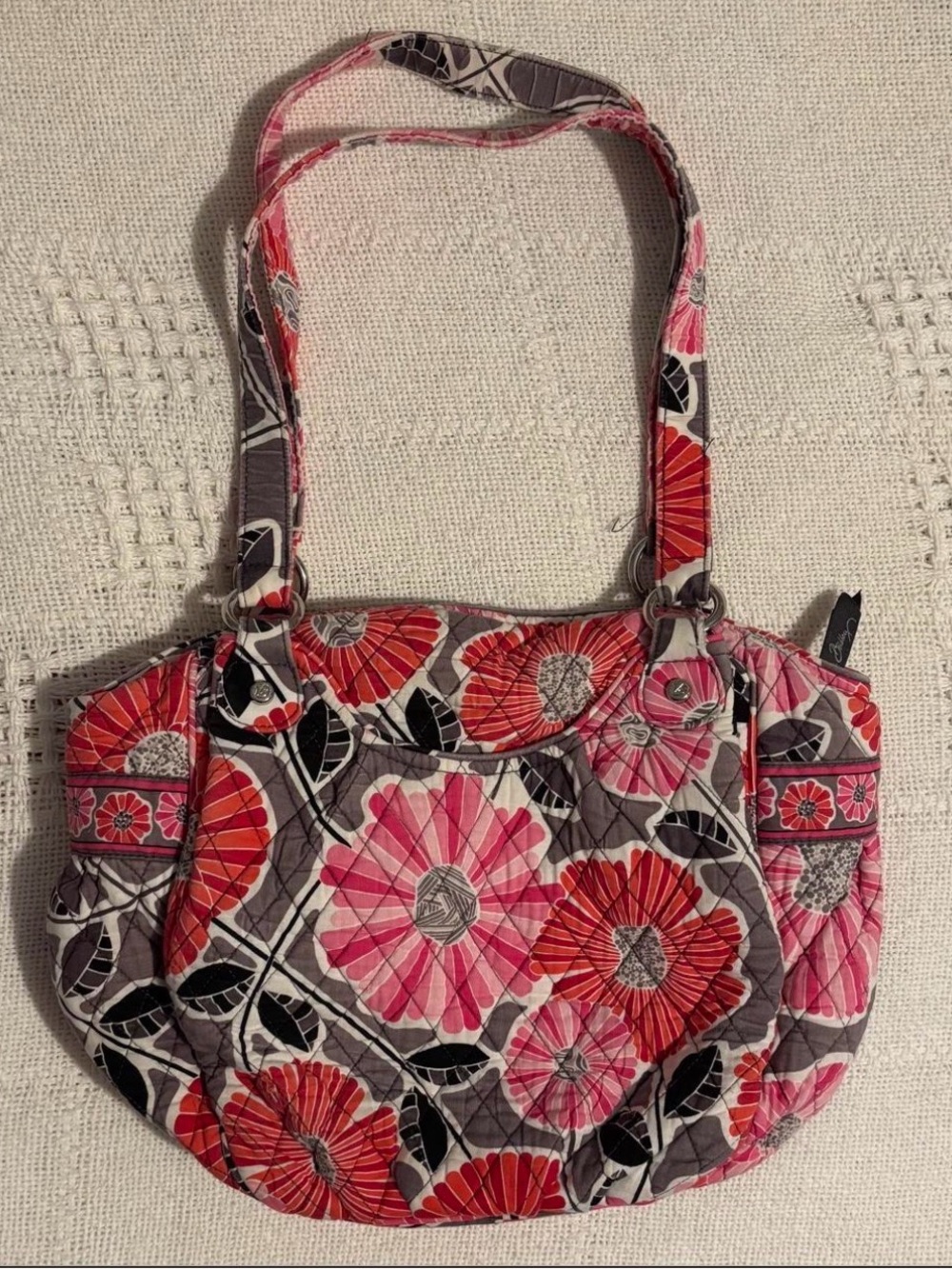 Vera Bradley Pink and Red Floral Quilted Shoulder Bag